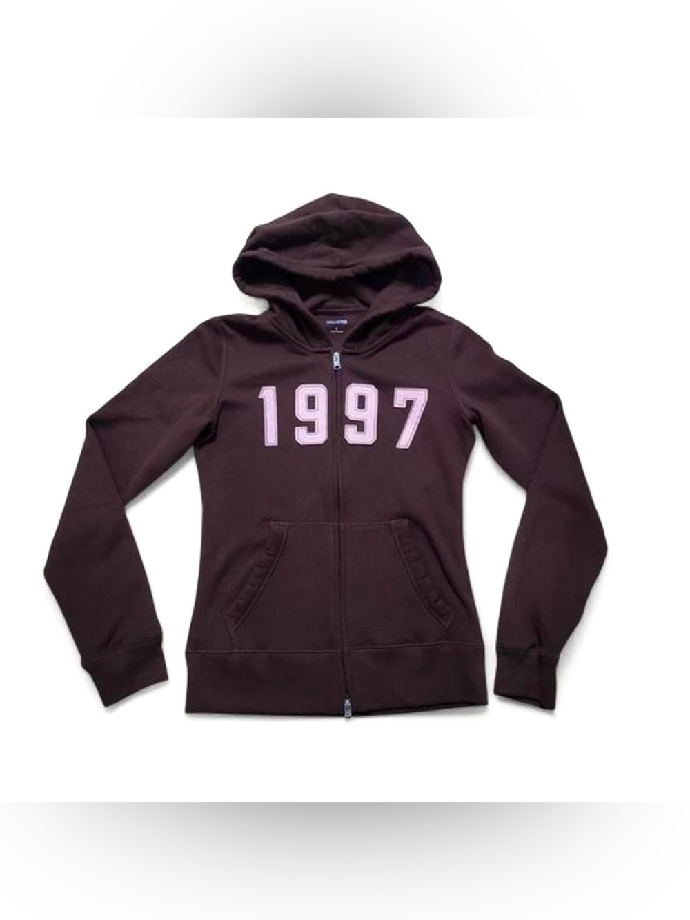 hollister brown zip up hoodie